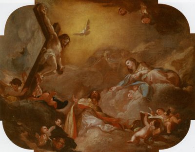 Saint Augustine and the Virgin Adoring the Crucified Christ by Francisco Bayeu y Subias